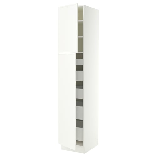 SEKTION / MAXIMERA High cb w 2 doors/shelves/5 drawers, white/Aspudden matte white, 18x24x90 "