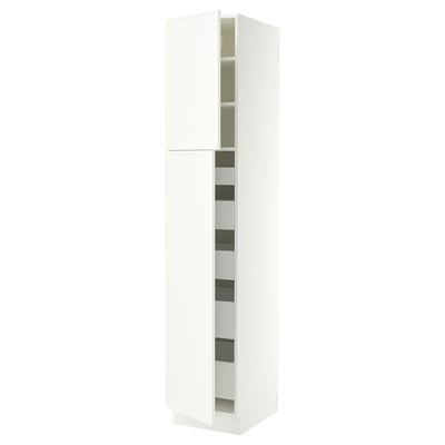 SEKTION / MAXIMERA High cb w 2 doors/shelves/5 drawers, white/Aspudden matte white, 18x24x90 "