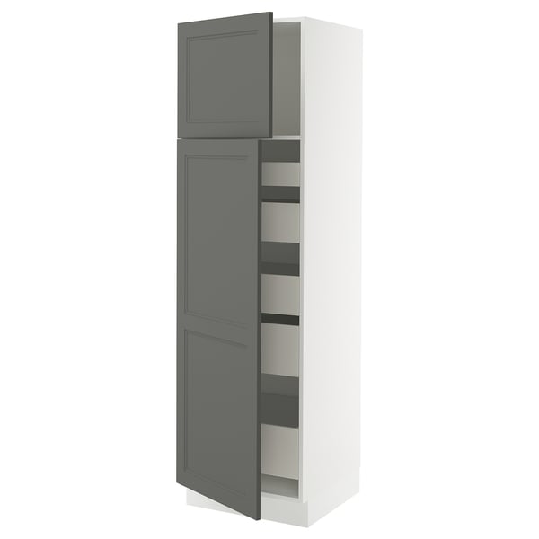 SEKTION / MAXIMERA High cb w 2 doors/shelves/5 drawers, white/Axstad dark gray, 24x24x80 "