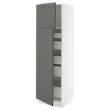 SEKTION / MAXIMERA High cb w 2 doors/shelves/5 drawers, white/Axstad dark gray, 24x24x80 "