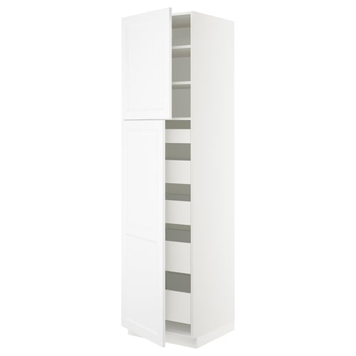 White ikea SEKTION kitchen cabinet with 2 doors and adjustable shelves.