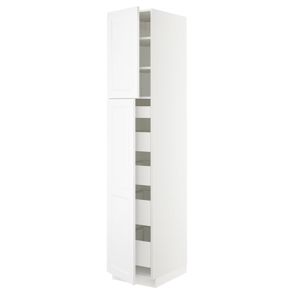 SEKTION / MAXIMERA High cb w 2 doors/shelves/5 drawers, white/Axstad matte white, 18x24x90 "