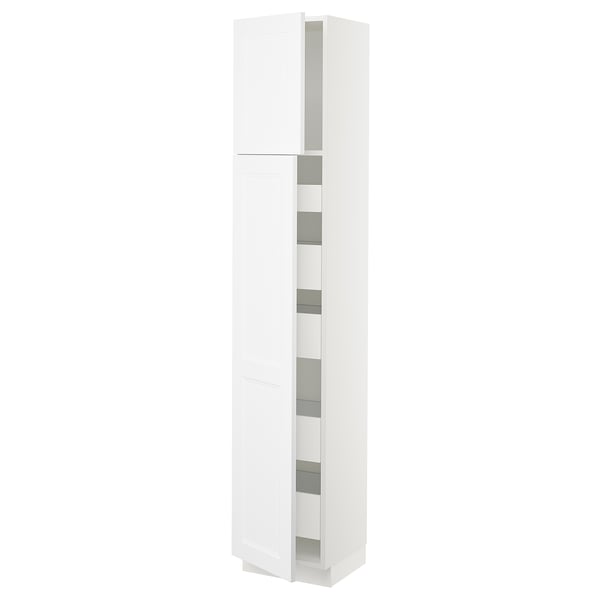 SEKTION / MAXIMERA High cb w 2 doors/shelves/5 drawers, white/Axstad matte white, 15x15x80 "