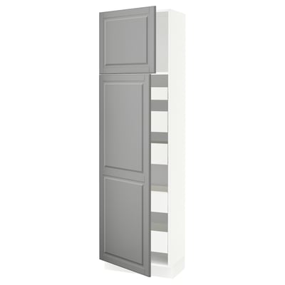 SEKTION / MAXIMERA High cb w 2 doors/shelves/5 drawers, white/Bodbyn gray, 24x15x80 "