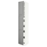 SEKTION / MAXIMERA High cb w 2 doors/shelves/5 drawers, white/Bodbyn gray, 15x24x90 "