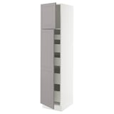 SEKTION / MAXIMERA High cb w 2 doors/shelves/5 drawers, white/Bodbyn gray, 18x24x80 "