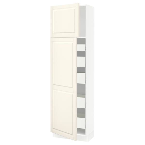 SEKTION / MAXIMERA High cb w 2 doors/shelves/5 drawers, white/Bodbyn off-white, 24x15x80 "