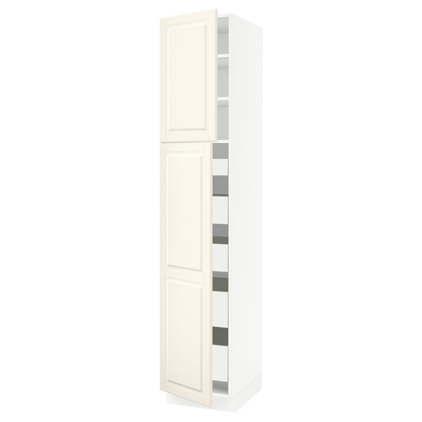 SEKTION / MAXIMERA High cb w 2 doors/shelves/5 drawers, white/Bodbyn off-white, 18x24x90 "