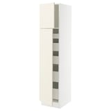 SEKTION / MAXIMERA High cb w 2 doors/shelves/5 drawers, white/Bodbyn off-white, 18x24x80 "