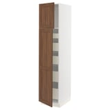 SEKTION / MAXIMERA High cb w 2 doors/shelves/5 drawers, white Enköping/brown walnut effect, 18x24x80 "
