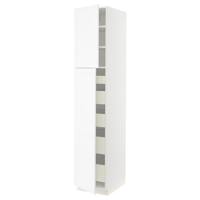 SEKTION / MAXIMERA High cb w 2 doors/shelves/5 drawers, white Enköping/white wood effect, 18x24x90 "