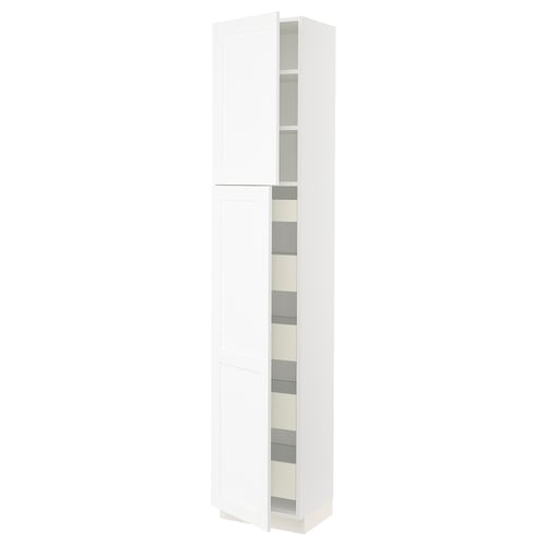 Ikea SEKTION white cabinet, tall with shelves, pure design.