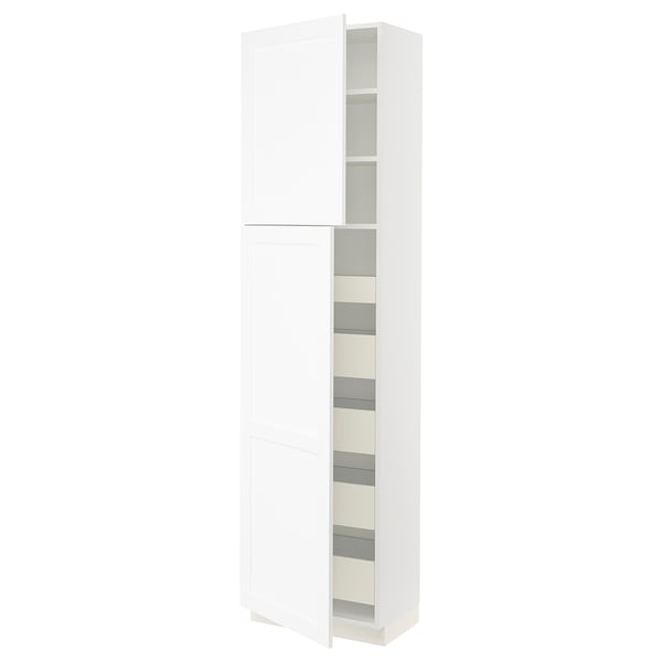 SEKTION / MAXIMERA High cb w 2 doors/shelves/5 drawers, white Enköping/white wood effect, 24x15x90 "