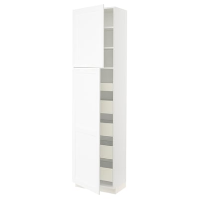 SEKTION / MAXIMERA High cb w 2 doors/shelves/5 drawers, white Enköping/white wood effect, 24x15x90 "