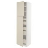 SEKTION / MAXIMERA High cb w 2 doors/shelves/5 drawers, white/Havstorp beige, 24x24x90 "