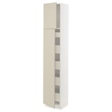 SEKTION / MAXIMERA High cb w 2 doors/shelves/5 drawers, white/Havstorp beige, 15x15x80 "