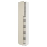 SEKTION / MAXIMERA High cb w 2 doors/shelves/5 drawers, white/Havstorp beige, 18x15x90 "