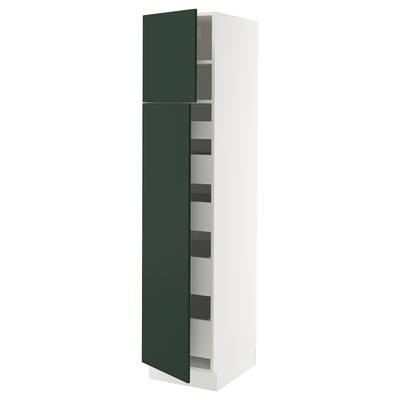SEKTION / MAXIMERA High cb w 2 doors/shelves/5 drawers, white/Havstorp deep green, 18x24x80 "