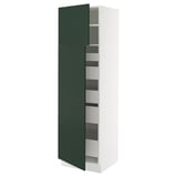 SEKTION / MAXIMERA High cb w 2 doors/shelves/5 drawers, white/Havstorp deep green, 24x24x80 "