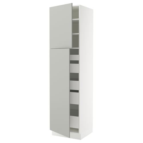 SEKTION kitchen cabinet, light grey, modern design, adjustable shelves, soft-closing hinges.