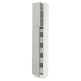 SEKTION / MAXIMERA High cb w 2 doors/shelves/5 drawers, white/Havstorp light gray, 15x15x90 "