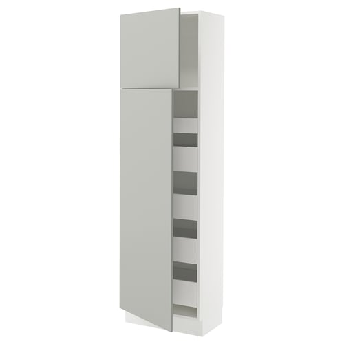 SEKTION light grey kitchen cabinet, sleek and modern, open rectangle shelves.