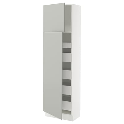 SEKTION / MAXIMERA High cb w 2 doors/shelves/5 drawers, white/Havstorp light gray, 24x15x80 "
