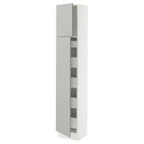SEKTION / MAXIMERA High cb w 2 doors/shelves/5 drawers, white/Havstorp light gray, 15x15x80 "