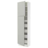 SEKTION / MAXIMERA High cb w 2 doors/shelves/5 drawers, white/Havstorp light gray, 24x15x90 "