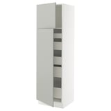 SEKTION / MAXIMERA High cb w 2 doors/shelves/5 drawers, white/Havstorp light gray, 24x24x80 "