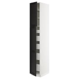 SEKTION / MAXIMERA High cb w 2 doors/shelves/5 drawers, white/Lerhyttan black stained, 15x24x90 "
