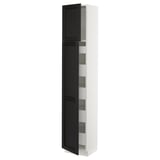 SEKTION / MAXIMERA High cb w 2 doors/shelves/5 drawers, white/Lerhyttan black stained, 15x15x80 "
