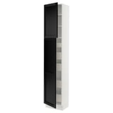 SEKTION / MAXIMERA High cb w 2 doors/shelves/5 drawers, white/Lerhyttan black stained, 18x15x90 "