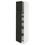 SEKTION / MAXIMERA High cb w 2 doors/shelves/5 drawers, white/Lerhyttan black stained, 18x24x80 "