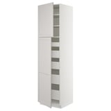 SEKTION / MAXIMERA High cb w 2 doors/shelves/5 drawers, white/Lerhyttan light gray, 24x24x90 "