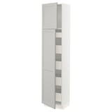 SEKTION / MAXIMERA High cb w 2 doors/shelves/5 drawers, white/Lerhyttan light gray, 18x15x80 "