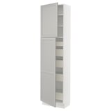 SEKTION / MAXIMERA High cb w 2 doors/shelves/5 drawers, white/Lerhyttan light gray, 24x15x90 "