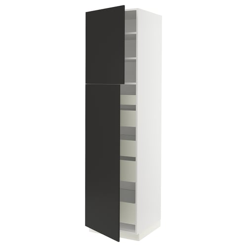 Black & white SEKTION storage cabinet with adjustable shelves & smooth door