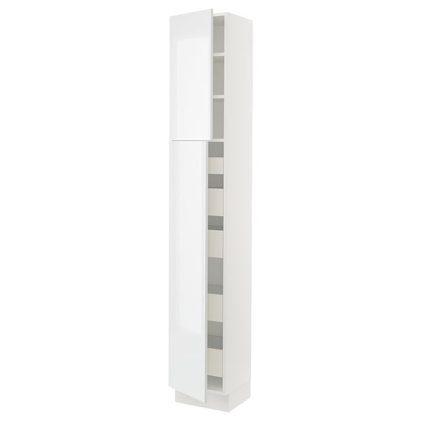 SEKTION / MAXIMERA High cb w 2 doors/shelves/5 drawers, white/Ringhult white, 15x15x90 "
