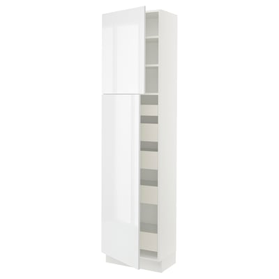 SEKTION / MAXIMERA High cb w 2 doors/shelves/5 drawers, white/Ringhult white, 24x15x90 "