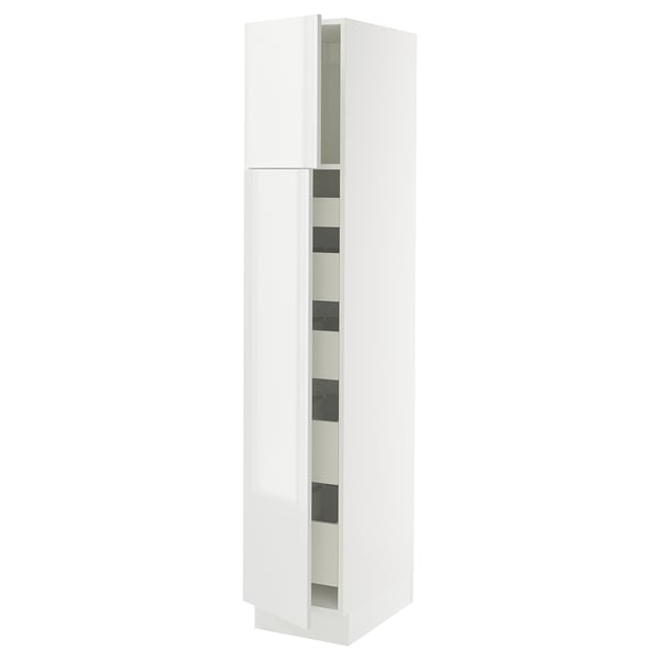 SEKTION / MAXIMERA High cb w 2 doors/shelves/5 drawers, white/Ringhult white, 15x24x80 "