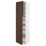 SEKTION / MAXIMERA High cb w 2 doors/shelves/5 drawers, white/Sinarp brown, 24x24x90 "