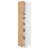 SEKTION / MAXIMERA High cb w 2 doors/shelves/5 drawers, white/Vedhamn oak, 15x24x80 "