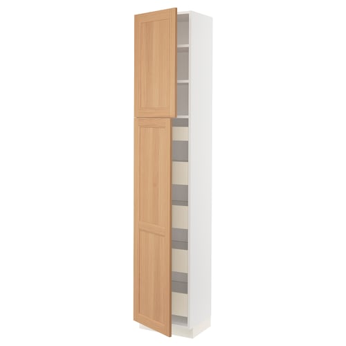 White oak SEKTION cabinet with tall storage.