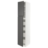 SEKTION / MAXIMERA High cb w 2 doors/shelves/5 drawers, white/Voxtorp dark gray, 18x24x90 "