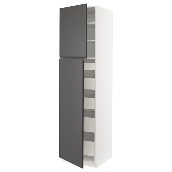 SEKTION / MAXIMERA High cb w 2 doors/shelves/5 drawers, white/Voxtorp dark gray, 24x24x90 "