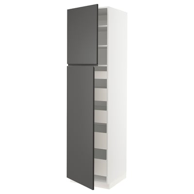 SEKTION / MAXIMERA High cb w 2 doors/shelves/5 drawers, white/Voxtorp dark gray, 24x24x90 "
