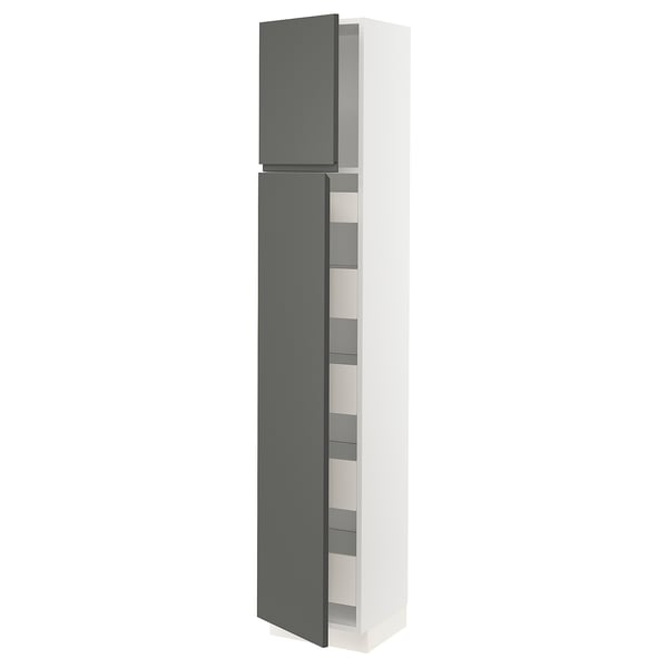 SEKTION / MAXIMERA High cb w 2 doors/shelves/5 drawers, white/Voxtorp dark gray, 15x15x80 "