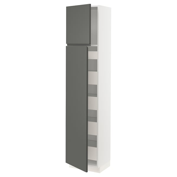 SEKTION / MAXIMERA High cb w 2 doors/shelves/5 drawers, white/Voxtorp dark gray, 18x15x80 "