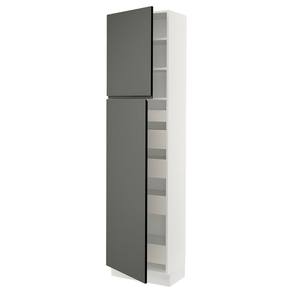 SEKTION / MAXIMERA High cb w 2 doors/shelves/5 drawers, white/Voxtorp dark gray, 24x15x90 "